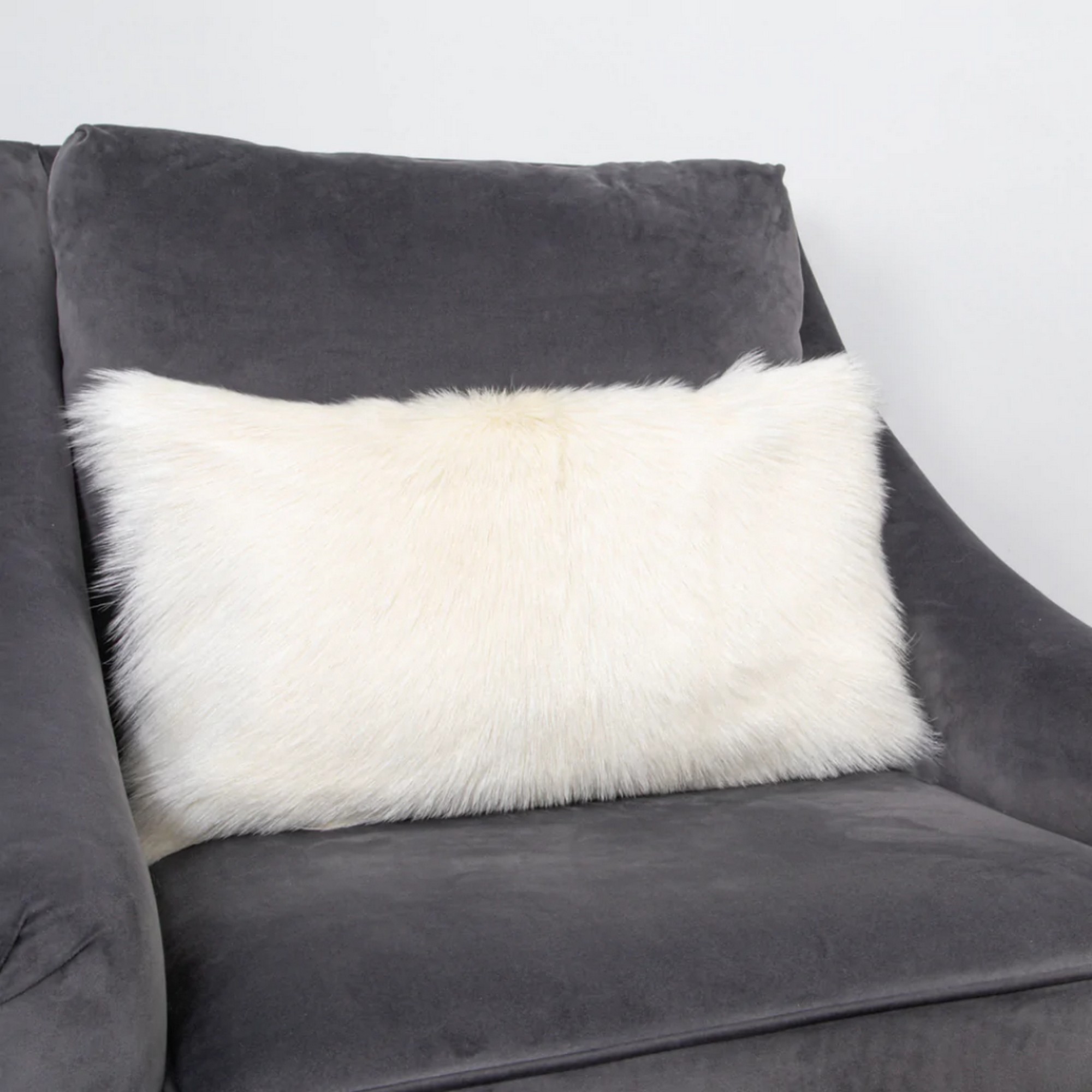 Florie Goatskin Bolster Cushion In Ivory